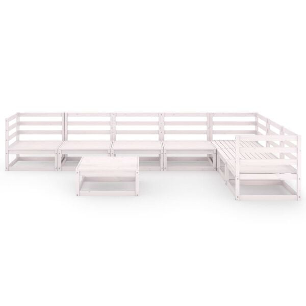 vidaXL 8 Piece Garden Lounge Set White Solid Wood Pine