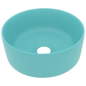vidaXL Luxury Wash Basin Round Matt Light Green 40x15 cm Ceramic