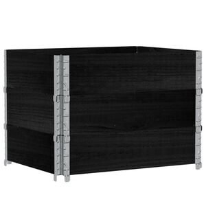 vidaXL Pallet Collars 3 pcs Black 80x60 cm Solid Wood Pine