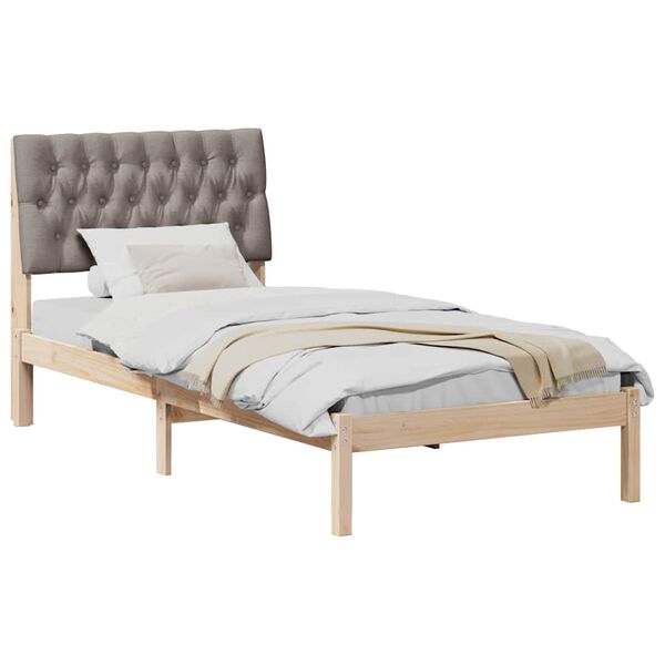 vidaXL Bed Frame with Upholstered Headboard Brown 90 x 200 cm