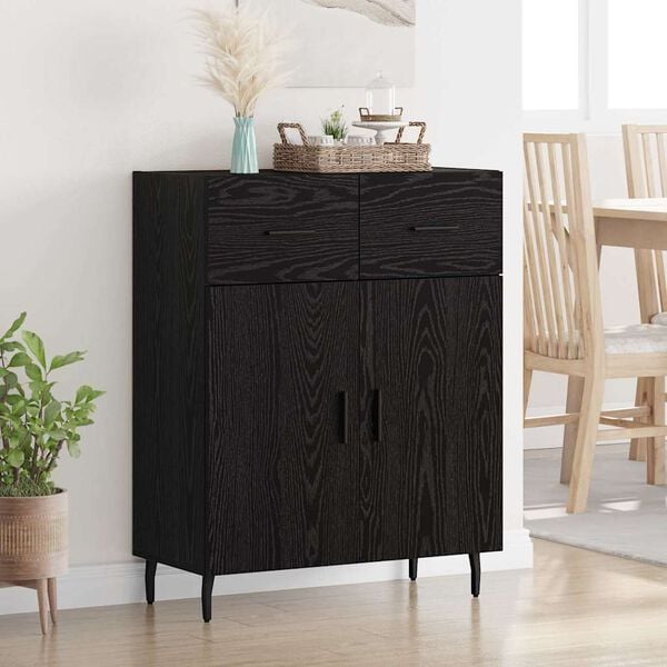 vidaXL Sideboard Black Oak 69.5 x 34 x 90 cm Engineered Wood