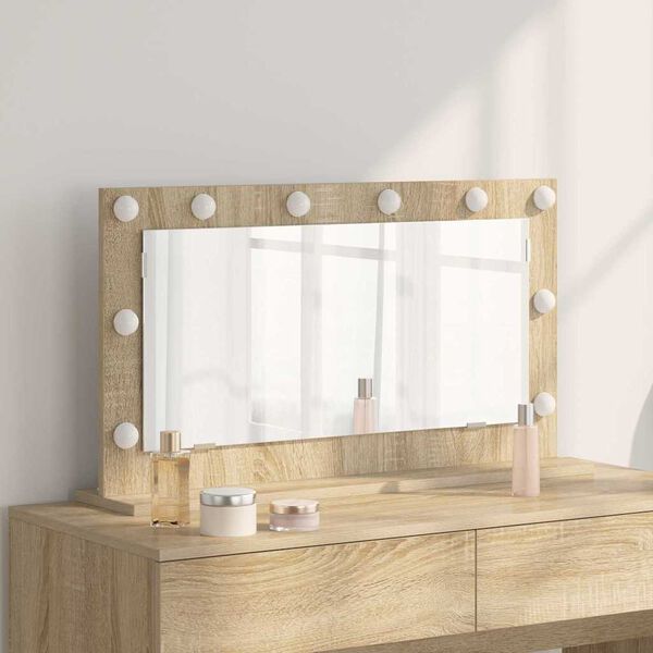 vidaXL Vanity Mirror with LED Strip Lights Sonoma Oak 80 x 45 x 18 cm