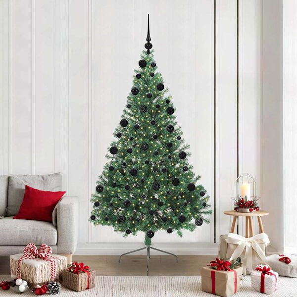 vidaXL Artificial Pre-lit Christmas Tree Green 210 cm PVC