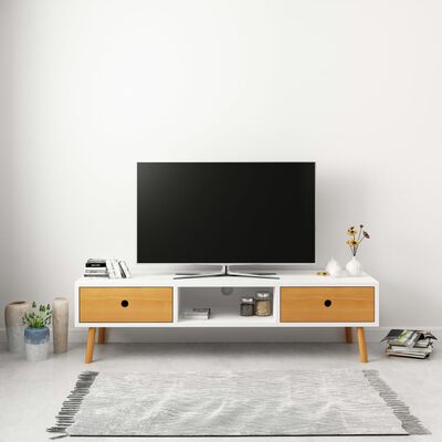 vidaXL TV Cabinet White 120x35x35 cm Solid Pinewood
