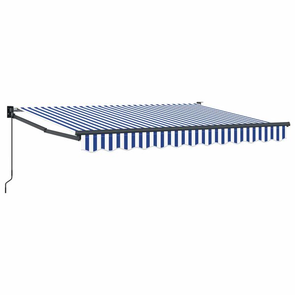 vidaXL Manual Retractable Awning Blue and White 2.5 x 2 m