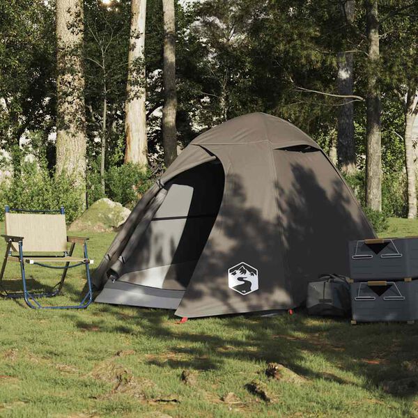 vidaXL Camping Tent Dome 2-Person Brown Waterproof