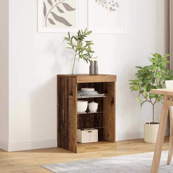 vidaXL LED Sideboard Old Wood 41 x 37 x 67 cm Engineered Wood