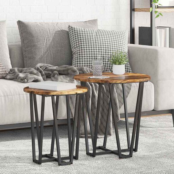 vidaXL Side Table Set 2 pcs Smoked Oak and Black