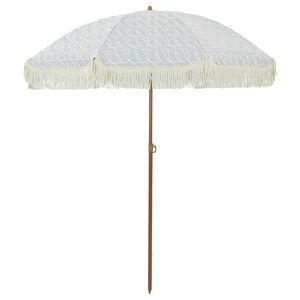 vidaXL Beach Parasol Grey and White 160 x 160 x 196 cm