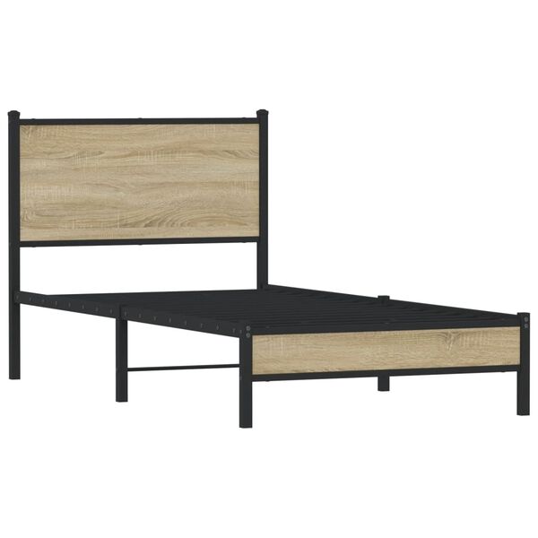 vidaXL Metal Bed Frame without Mattress Sonoma Oak 90x190 cm Single