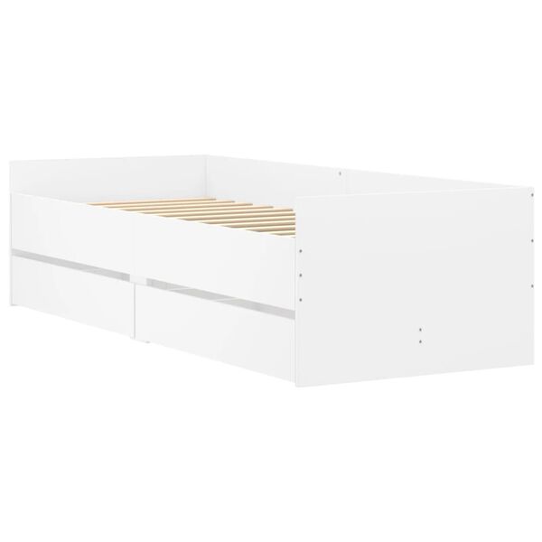 vidaXL Bed Frame with Drawers without Mattress White 90x190 cm Single