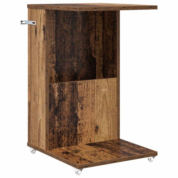 vidaXL Side Table with Wheel Old Wood 40 x 35 x 60 cm Engineered Wood
