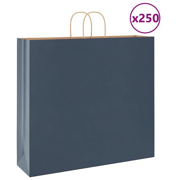 vidaXL Paper Bags 250 pcs with Handles Blue 54x15x49 cm