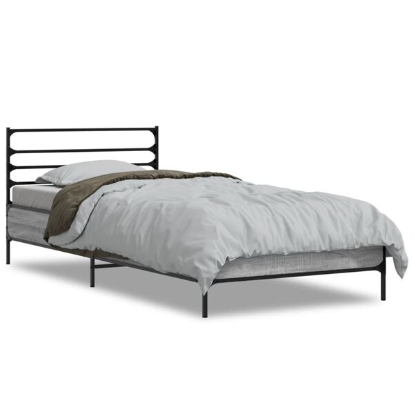 vidaXL Bed Frame without Mattress Grey Sonoma 90x190 cm Single