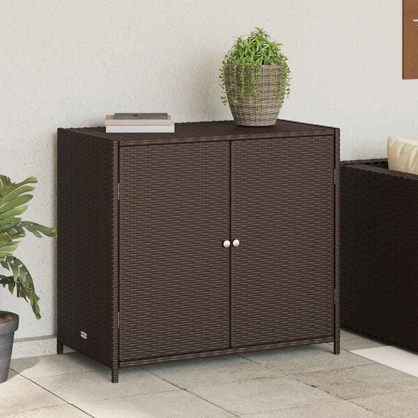 vidaXL Garden Storage Cabinet Brown 83x45x76 cm Poly Rattan