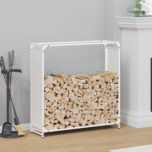 vidaXL Firewood Rack White 90x28x90 cm Cold-rolled steel