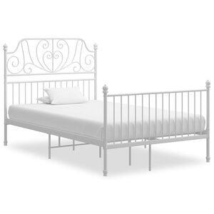 vidaXL Bed Frame without Mattress White Metal 120x200 cm