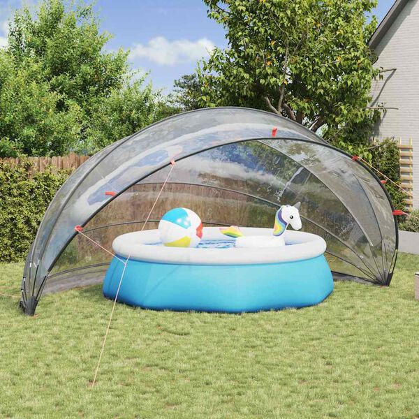 vidaXL Pool Dome Folding Manual Transparent 592 x 590 x 275 cm PVC