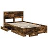 vidaXL Bed Frame with Drawer Smoked Oak 135 x 190 cm Engineered Wood