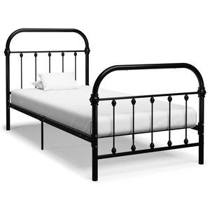 vidaXL Bed Frame without Mattress Black Metal 90x200 cm