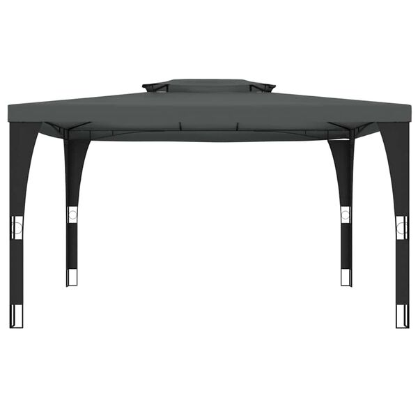 vidaXL Gazebo with Double Roof Anthracite 3.98x2.98 m Steel