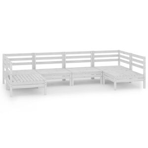vidaXL 6 Piece Garden Lounge Set White Solid Wood Pine