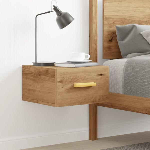 vidaXL Wall-mounted Bedside Cabinet Artisan Oak 35x35x20 cm