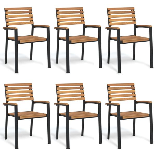vidaXL Stackable Garden Chairs 6 pcs Solid Wood Acacia and Metal