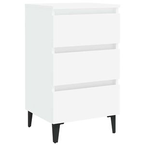 vidaXL Bed Cabinet with Metal Legs White 40x35x69 cm