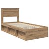 vidaXL Bed Frame Artisian Oak 90 x 190 cm Solid Pine Wood