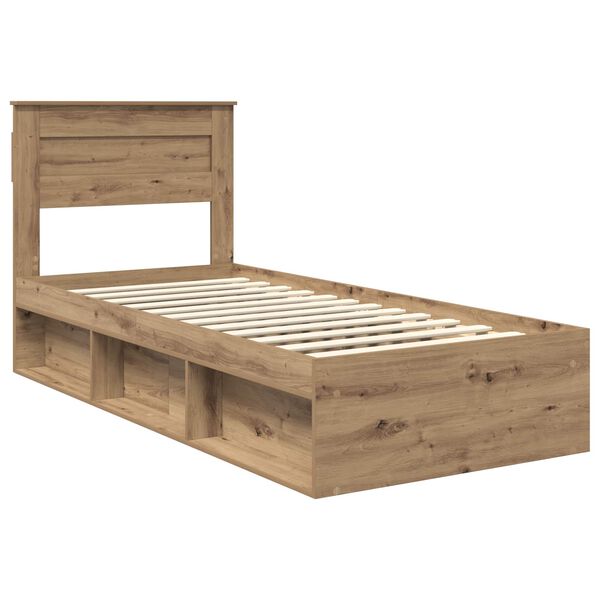 vidaXL Bed Frame Artisian Oak 90 x 190 cm Solid Pine Wood