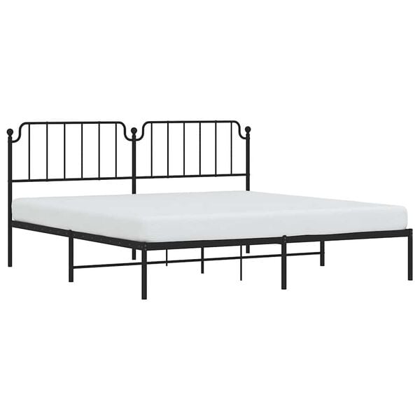 vidaXL Metal Bed Frame without Mattress with Headboard Black 193x203cm