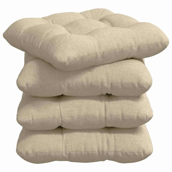 vidaXL Seat Cushions 4 pcs Cream 45 x 45 x 12 cm Fabric