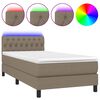 vidaXL Box Spring Bed with Mattress&LED Taupe 100x200cm Fabric