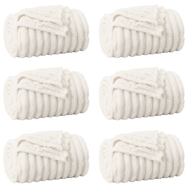 vidaXL Throw Blankets 6 pcs Cream 240 x 220 cm Fleece