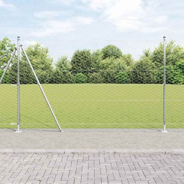 vidaXL Fence Post Silver 50 x 1.6 m (50 mm mesh) Steel