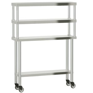 vidaXL Kitchen Work Table with Overshelf 110x30x150 cm Stainless Steel