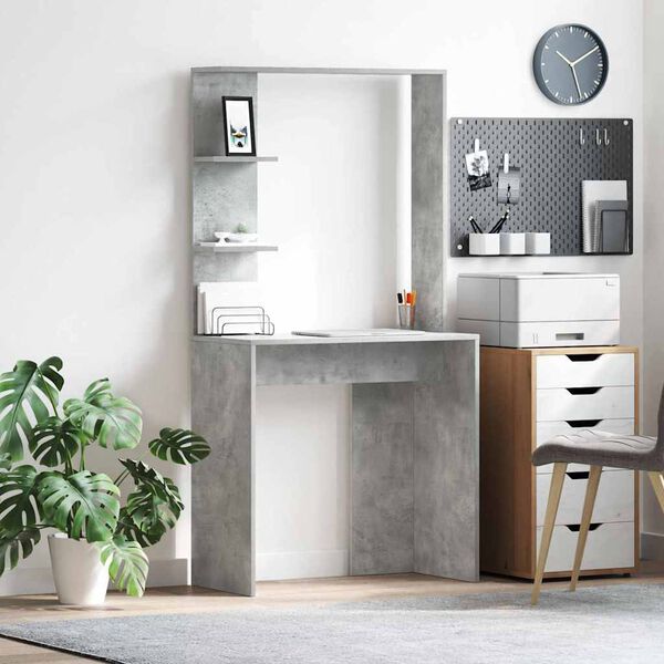 vidaXL Desk Concrete grey 78.5 x 37 x 154.5 cm Engineered wood