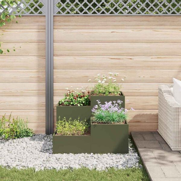 vidaXL Garden Planter Olive green 100 x 100 x 60 cm Steel
