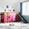 vidaXL Kids' Loft Bed with Curtains Pink 80x200 cm Solid Wood Pine