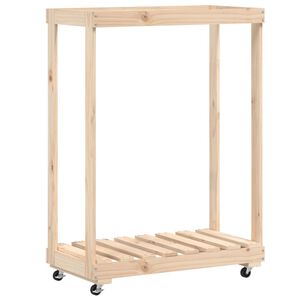 vidaXL Log Holder with Wheels 76,5x40x108 cm Solid Wood Pine