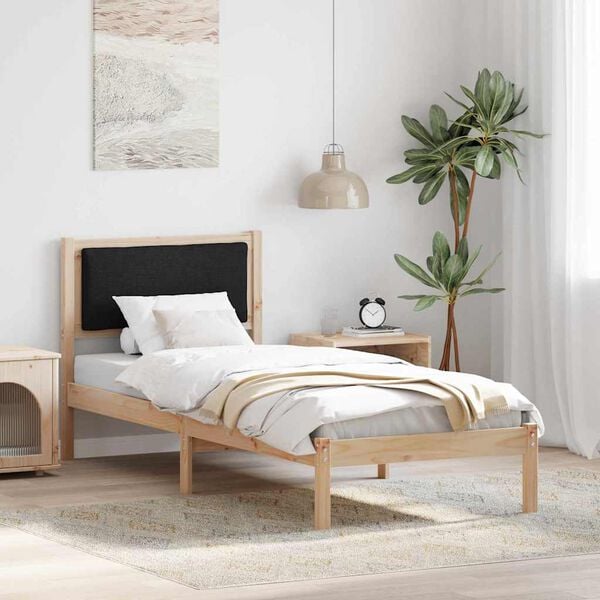 vidaXL Bed Frame with Headboard Black 80 x 200 cm Solid Pine Wood