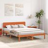 vidaXL Bed Frame with Headboard Wax Brown 140 x 200 cm Solid Pine Wood