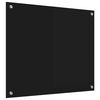 vidaXL Kitchen Backsplash Black 70 x 60 cm Tempered Glass