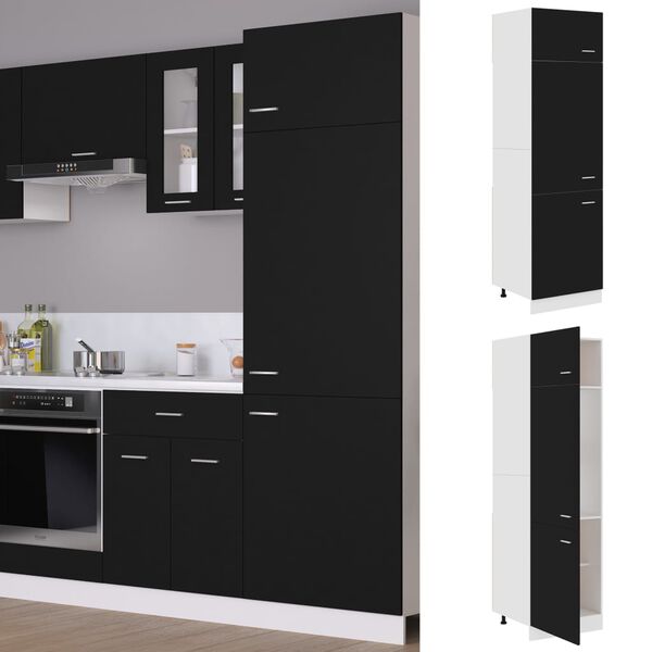 vidaXL Refrigerator Cabinet Lyon Black 60x57x207 cm Engineered Wood