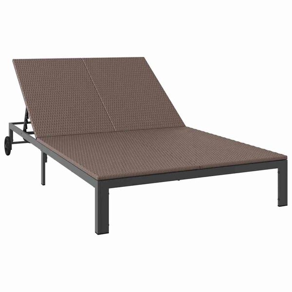 vidaXL Sunbed Reclining 1-person Brown 206 x 115 x 75 cm Poly Rattan