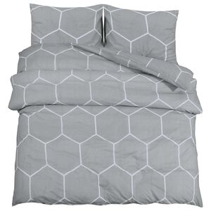 vidaXL Duvet Cover Set Grey and White 140x200 cm Cotton