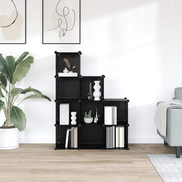vidaXL Storage Cube Organiser with 9 Cubes Black PP