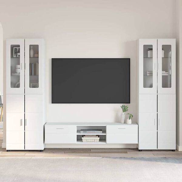 vidaXL TV Cabinet Set with Drawer FLORIN White Engineered Wood