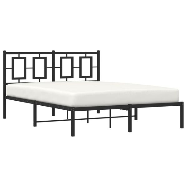 vidaXL Metal Bed Frame without Mattress with Headboard Black 140x190cm